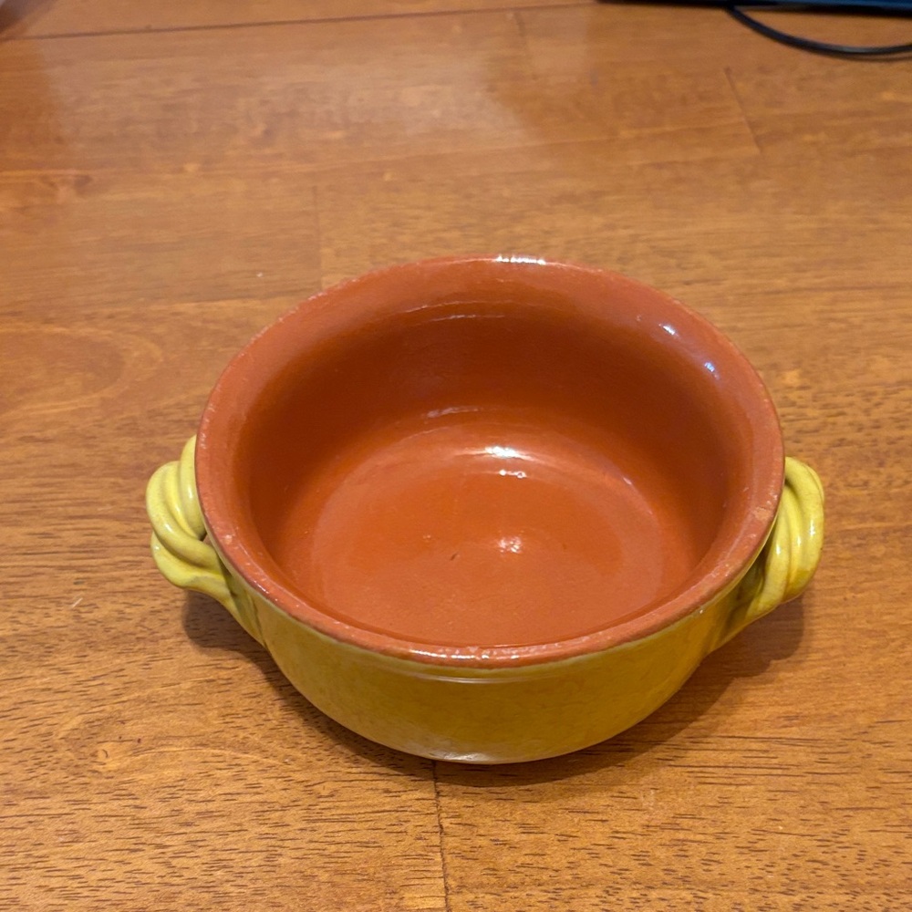 Yellow Ceramic Serving Bowl Soup Bowl with Terra Cotta Interior